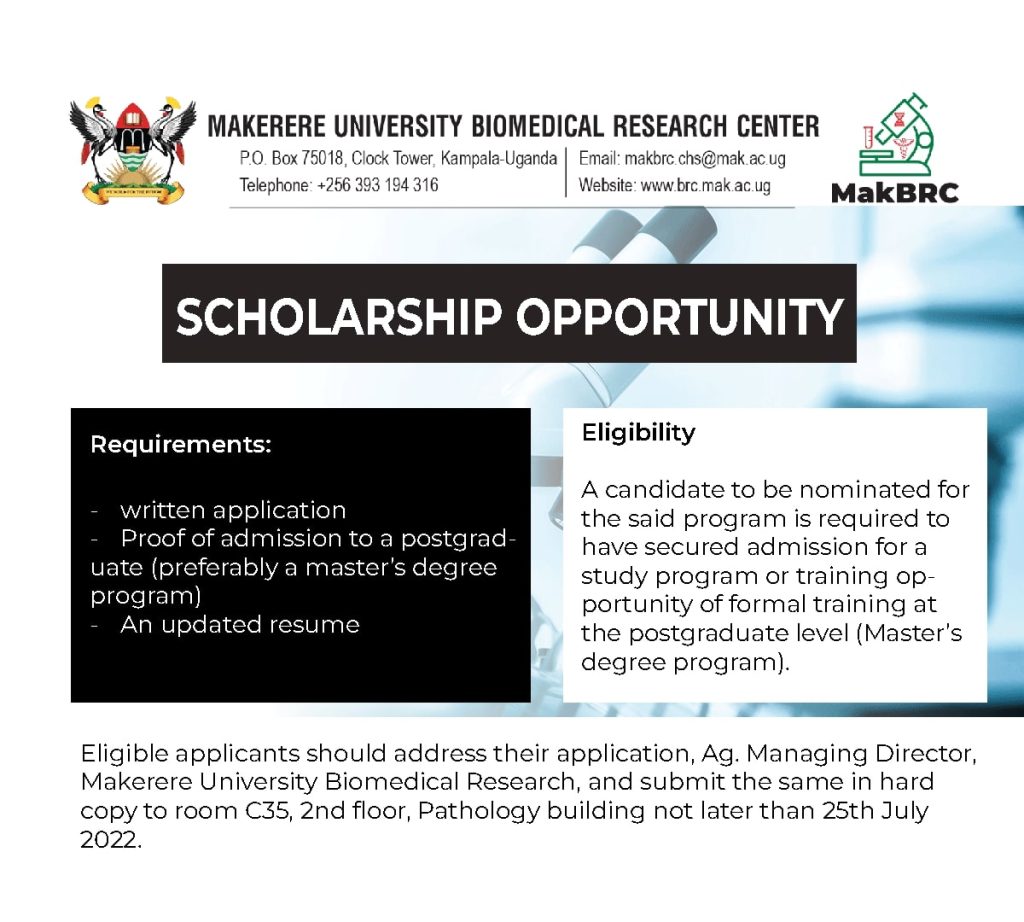 Master’s degree program Scholarship to Makerere University